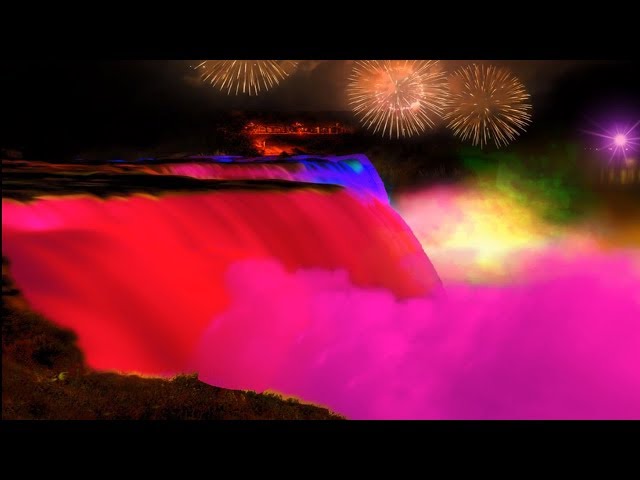 4K-Beautiful Niagara Waterfall At Night Beyond Reality