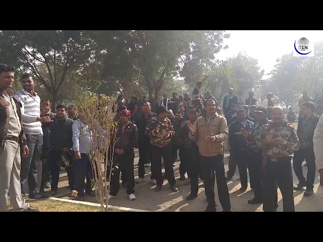 Security Guards protest in front of GNIDA office after being terminated from their job