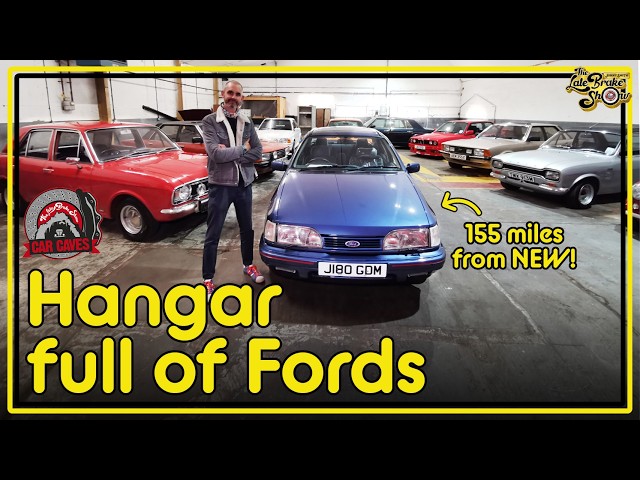 Hoard of Classic Fords in an old hangar // Car Cave garage tour