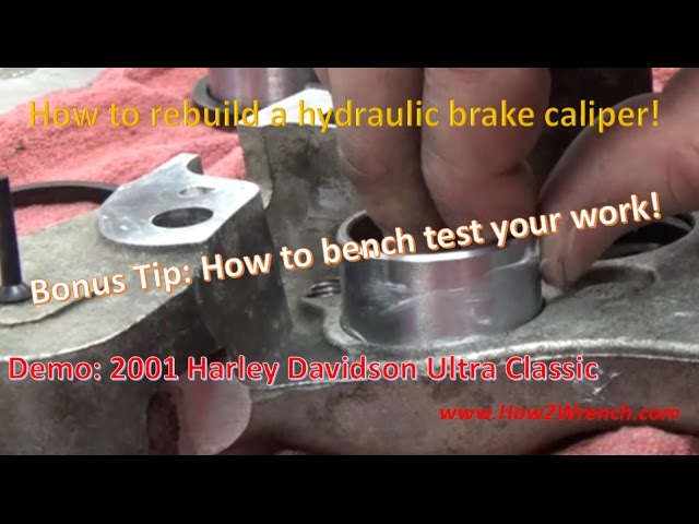 How to rebuild a Brake Caliper. Demo: Rear Harley Davidson 44315-00A 44313-00 44313-01A kits