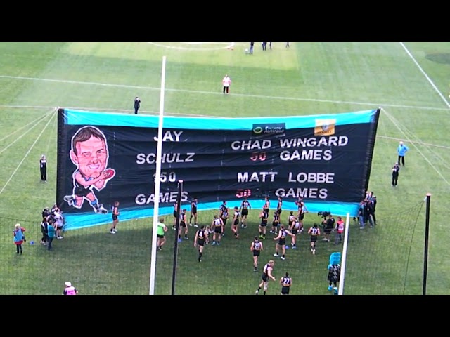 2014 AFL Rd 8 - Port Adelaide run through banner vs Fremantle