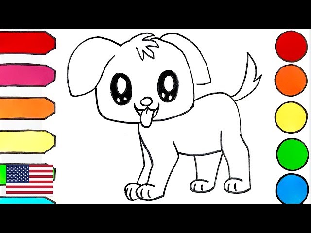 Glitter Toy Time How to Draw a Puppy Learn Art Coloring and Drawing for Kids Toddlers Coloring Page