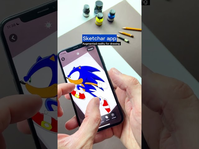 Use your favorite art materials to draw Sonic the Hedgehog with augmented reality 💙