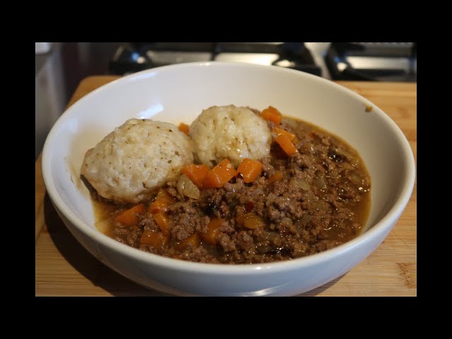 Mince And Doughballs - Traditional One-Pot Meal