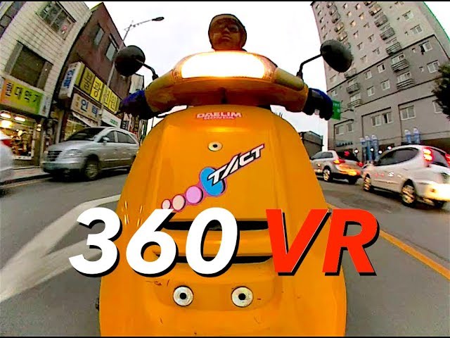 Riding a Moped in Korea 360 Virtual Reality - Free Stock Footage