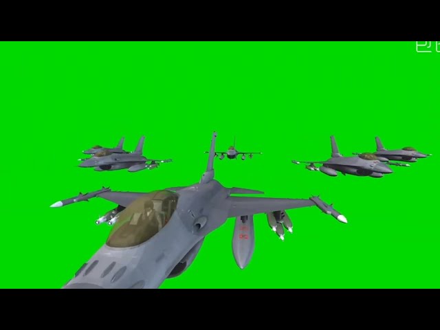 Green Screen Keying Fighter Group Flying Over Display Video 4k  Video