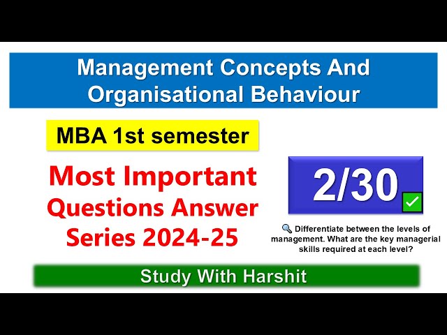 Management Concepts And Organisational Behaviour | Q&A Series 🔥 2/30 | Levels of Management (2025)