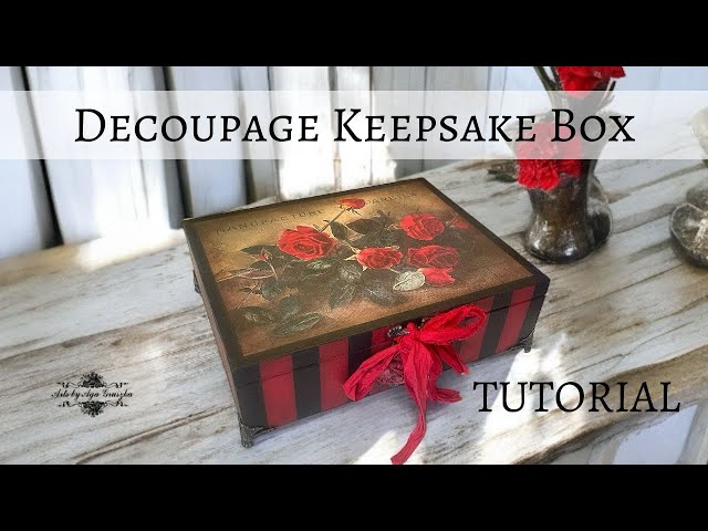 Decoupage with Rice paper on Keepsake box | Tutorial