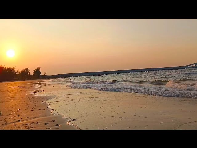 Orange Beach Sunset with Soft Ocean Waves, Natura ASMR, 2H in 4K