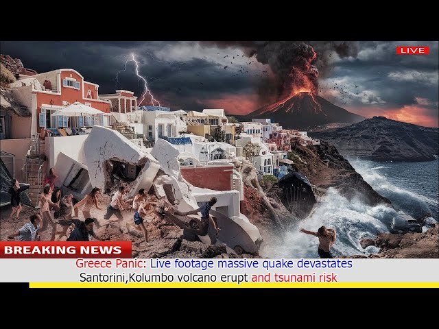 Greece Panic: Live footage massive quake devastates Santorini,Kolumbo volcano erupt and tsunami risk