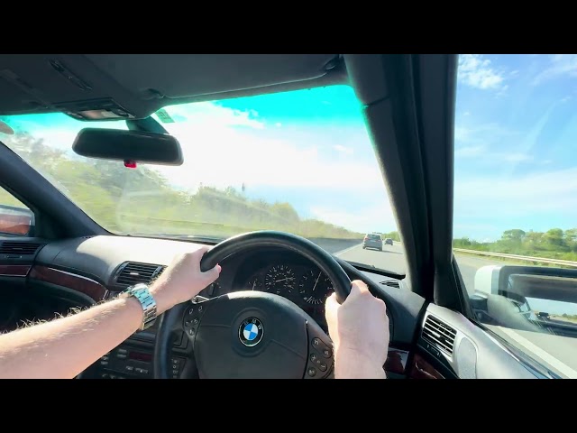 BMW 540i Sport E39 Japan Import on German Autobahn at Speed Limiter