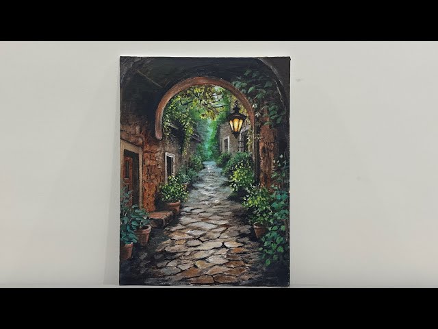 Mediterranean Alley _ Acrylic Painting ||Step-by-Step Tutorial