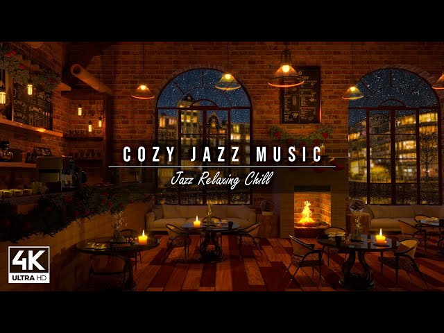 Cozy Jazz Music ☕ 4K Cafe Ambience with Relaxing Jazz Music & Rainy Old City Night