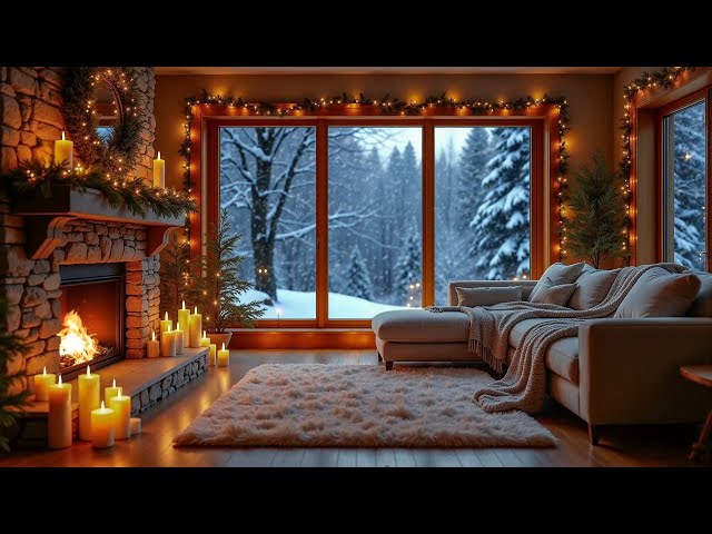 Gentle Piano Music & Cozy Fireplace Sounds for Peaceful Day ❄️ 🔥Cozy Cabin Winter Ambience