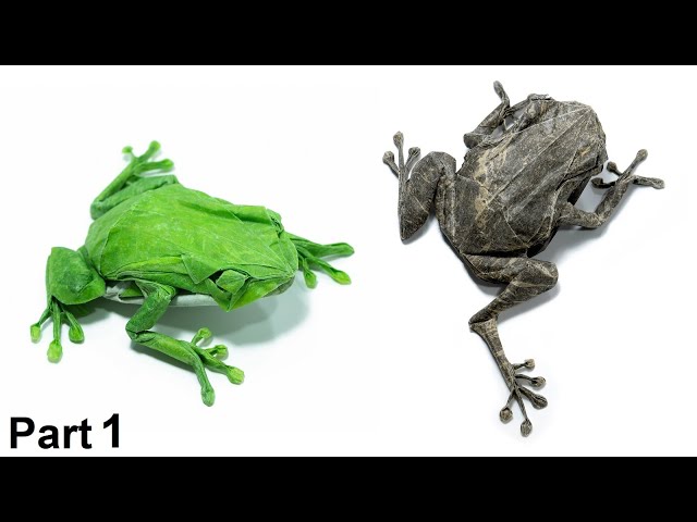 Origami Tree Frog tutorial (Satoshi Kamiya) part 1 折り紙  アマガエル