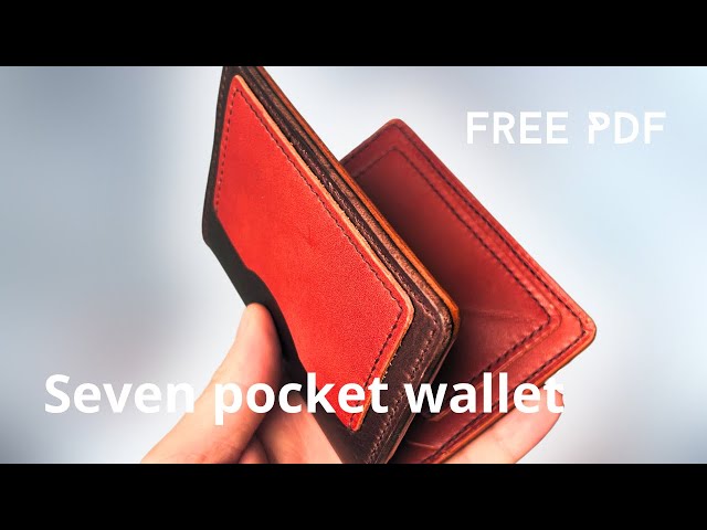 Wallet made of vegetable tanned leather for beginners CC on. free pattern handmade ASMR