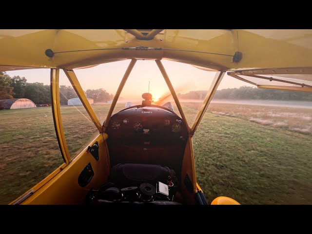 Gusty Landings in The J3. I added some High Vis Tape to Stick & Rudder to see Flight Control Input