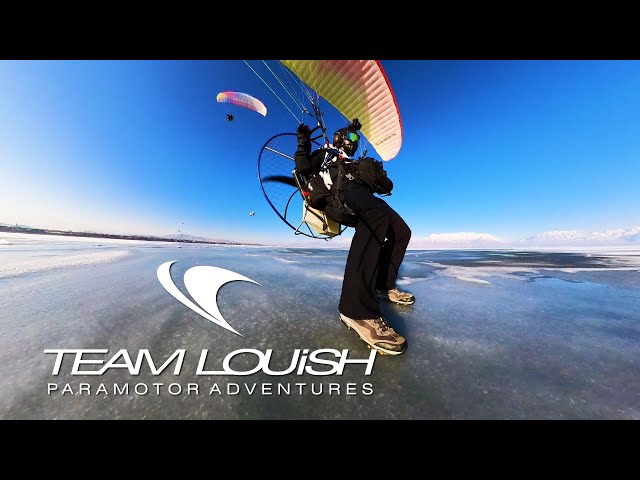 Frozen Utah Lake - Ice Skating with Paramotors