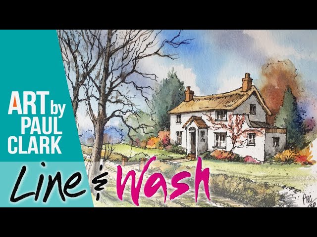 How to paint a house in perspective with line and wash