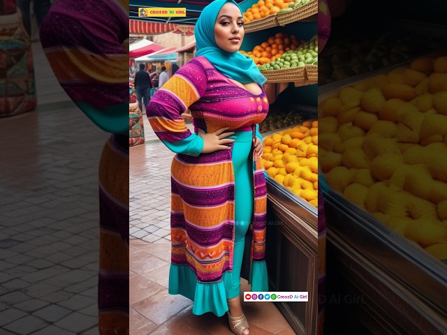 Plus-Size Moroccan Muslim Woman in Stylish Hijabi Fashion | Virtual Influencer | AI Model Lookbook