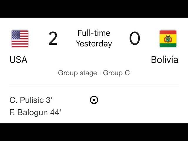 RECAP OF USA VS BOLIVIA