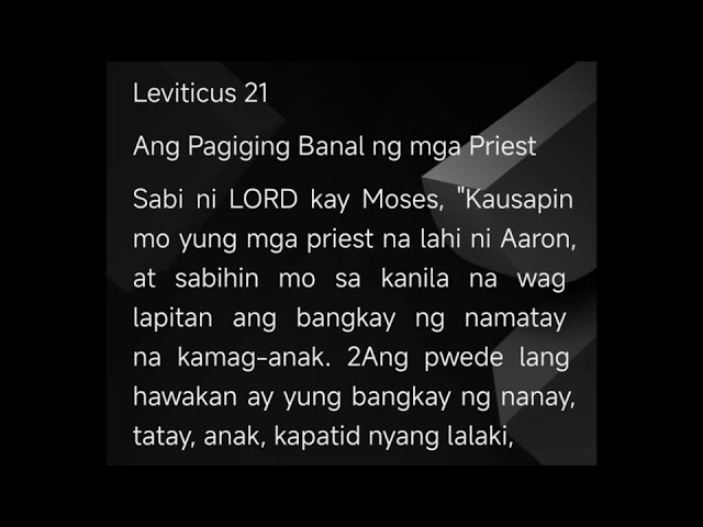 Leviticus 20, 21, 22 Audio Bible (Pinoy Version - Ang Bible)