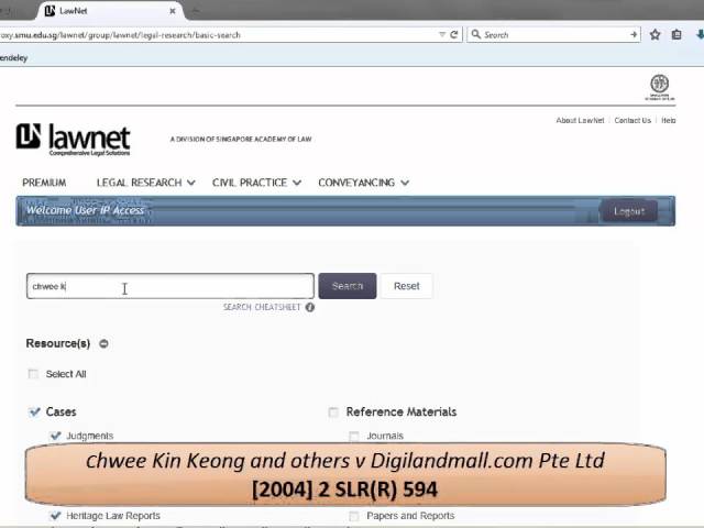 Locating Singapore Case Law Using Lawnet  (2015)