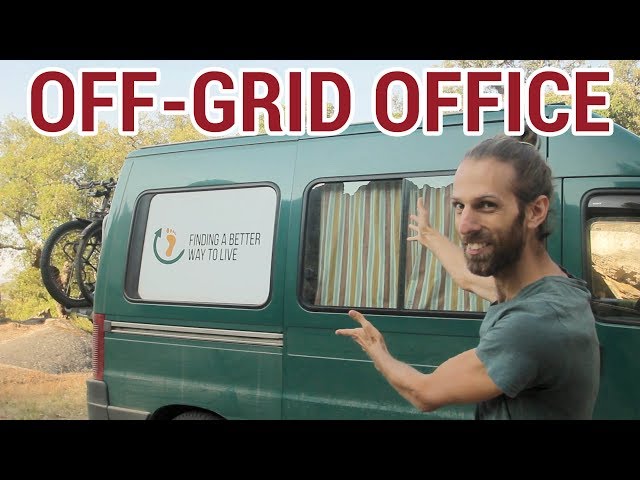 Van life: Our off-grid office with solar panels.