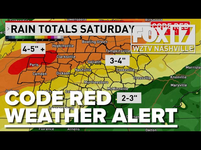 CODE RED WEATHER ALERT: Prepare up to 5 inches of rain and flooding Saturday