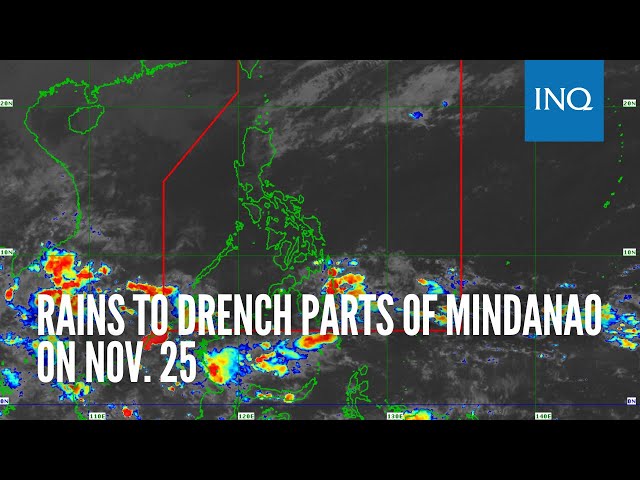 Rains to drench parts of Mindanao on Nov. 25