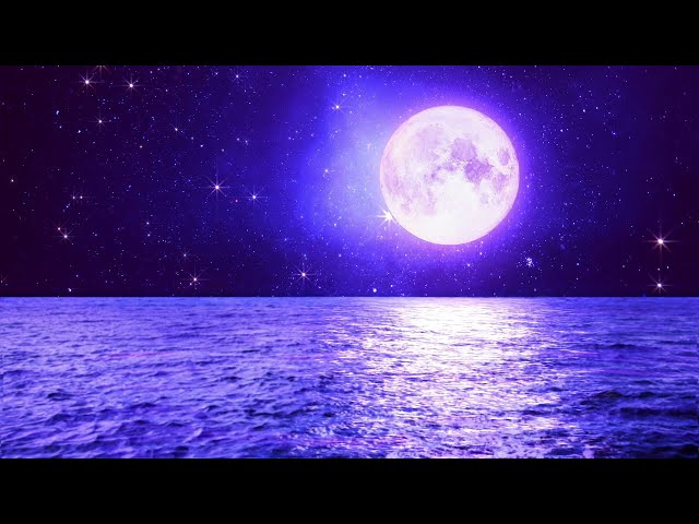 Starry night sky over calm ocean waves  Ocean sounds for fast and deep sleep