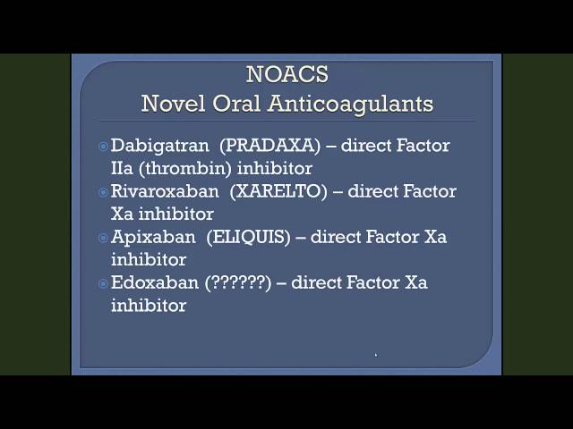 Dr. William W. Wilson Talk 1 on Novel Oral Anticoagulants