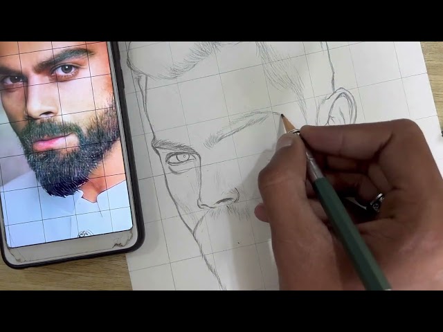 Virat Kohli | HOW TO DRAW with GRID METHOD | portrait drawing