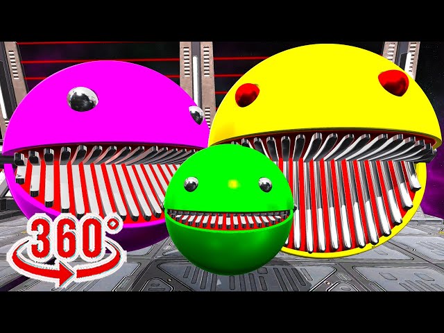 360° Robot Pacman vs Monster - PacMan VR video 360 4K Funny