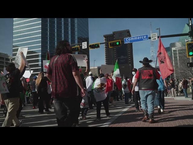 Hundreds protest in Dallas against Trump Administration's deportation, anti-DEI policies