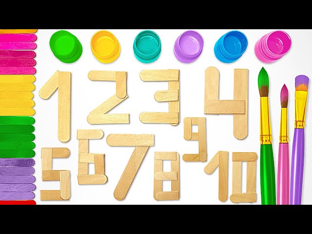 Create Numbers with Popsicle Sticks | Learn Counting & Colors | Preschool Toddler Learning Video