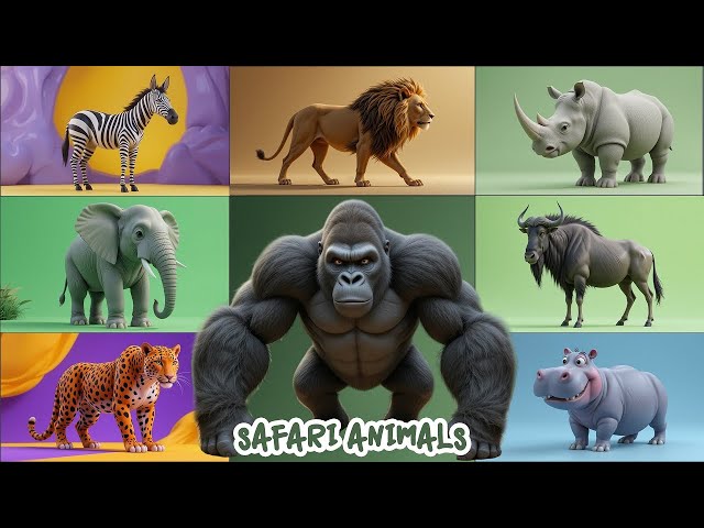 Safari Animal Sounds Song | Nursery Rhyme for Kids - Learn Animal Names and Sounds