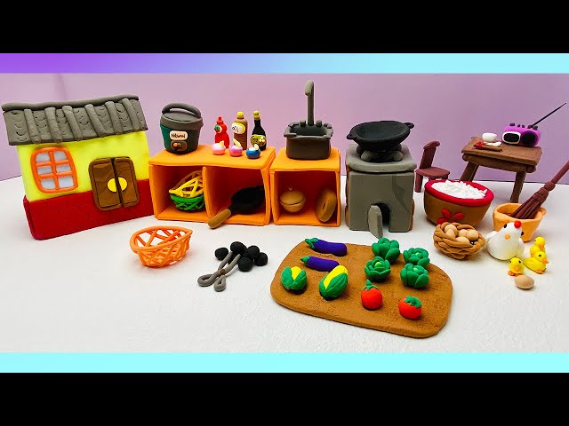 How to Make miniature Polymer Clay Kitchen Set, old Kitchen style| Clay Kitchen #claykitchenset