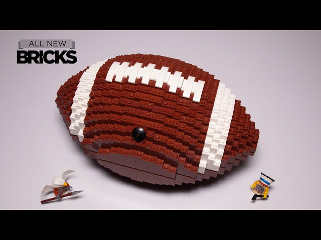 Bricker Builds Life Size Lego Football with Minifigure Super Bowl LIX Prediction