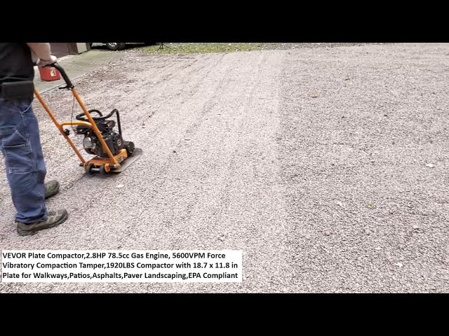 VEVOR Plate Compactor, 2.8HP 78.5cc Gas Engine, 5600VPM Force Vibratory Compaction Tamper, 1920lbs