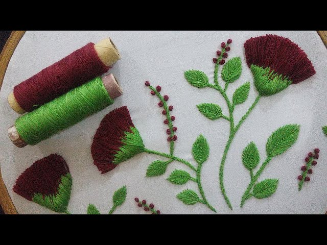 Hand Embroidery Beautiful Flower Design Using Normal Needle and Threads - Crafts by Sidra