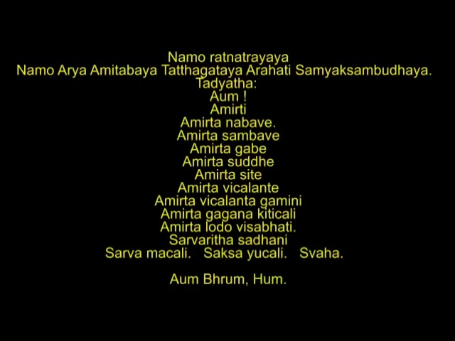 Vô Lượng Thọ Như Lai Chân Ngôn 2 tiếng. tiếng Sanskrit Phạn Amitayus Tathagata Dhrani. 无量寿如来vi diệu