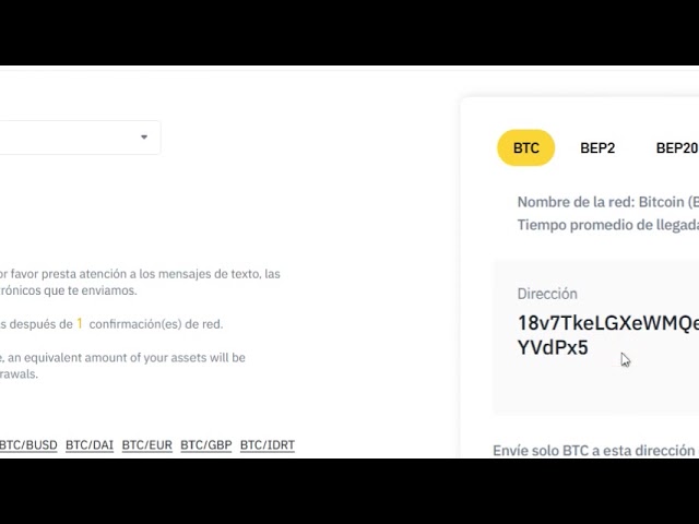 Binance - Depositar/retirar criptomonedas