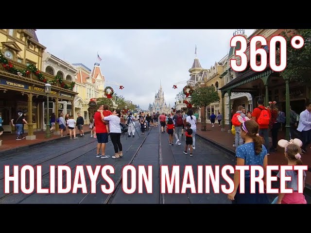 Disney World 360° Videos | Magic Kingdom Mainstreet USA Walk Through with Holiday Decorations 2019