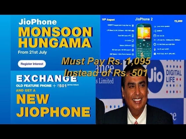 Jio Phone Exchange Must Pay Rs  1,095 Instead of Rs  501 (HINDI)