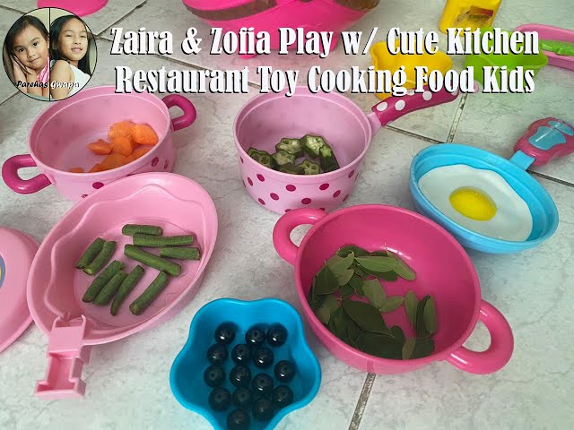 Play w/ Cute Kitchen Restaurant Toy Cooking Food Kids - Zaira & Zofia