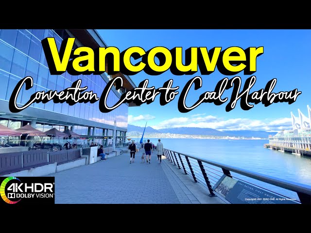 Vancouver Downtown Spring Walk (Convention Center to Coal Harbour) 🇨🇦 B.C, Canada, 4K HDR 60fps