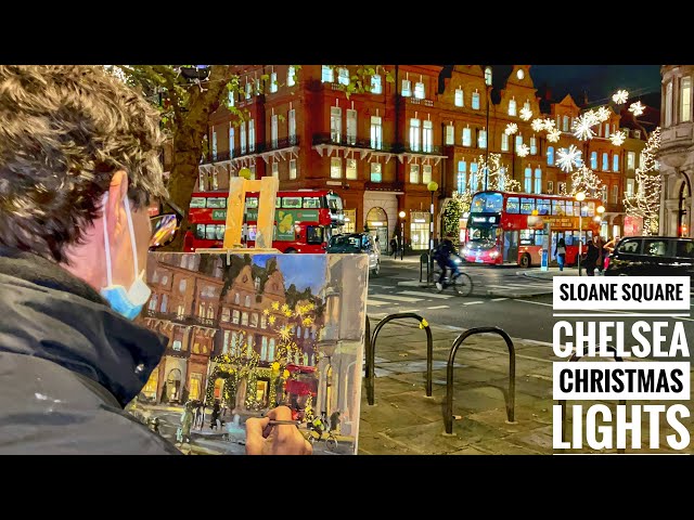 London Christmas Lights 2021 in Chelsea | Sloane Square to Kings Road | London Night Walk [4K HDR]