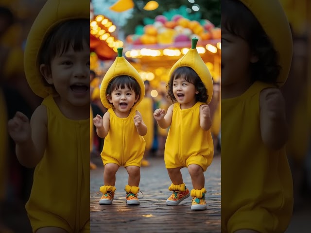 Banana Dance Cute Baby Twins Dancing   #cutebaby  #babydance