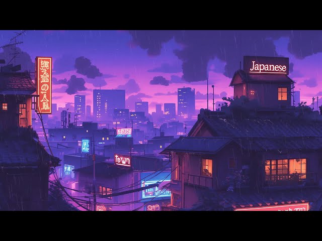 Retro Lofi Hip Hop Beats 🎶 1980s & 90s Vibes & Nostalgic Japanese Town Ambience 🌆 Lofi Rain Playlist